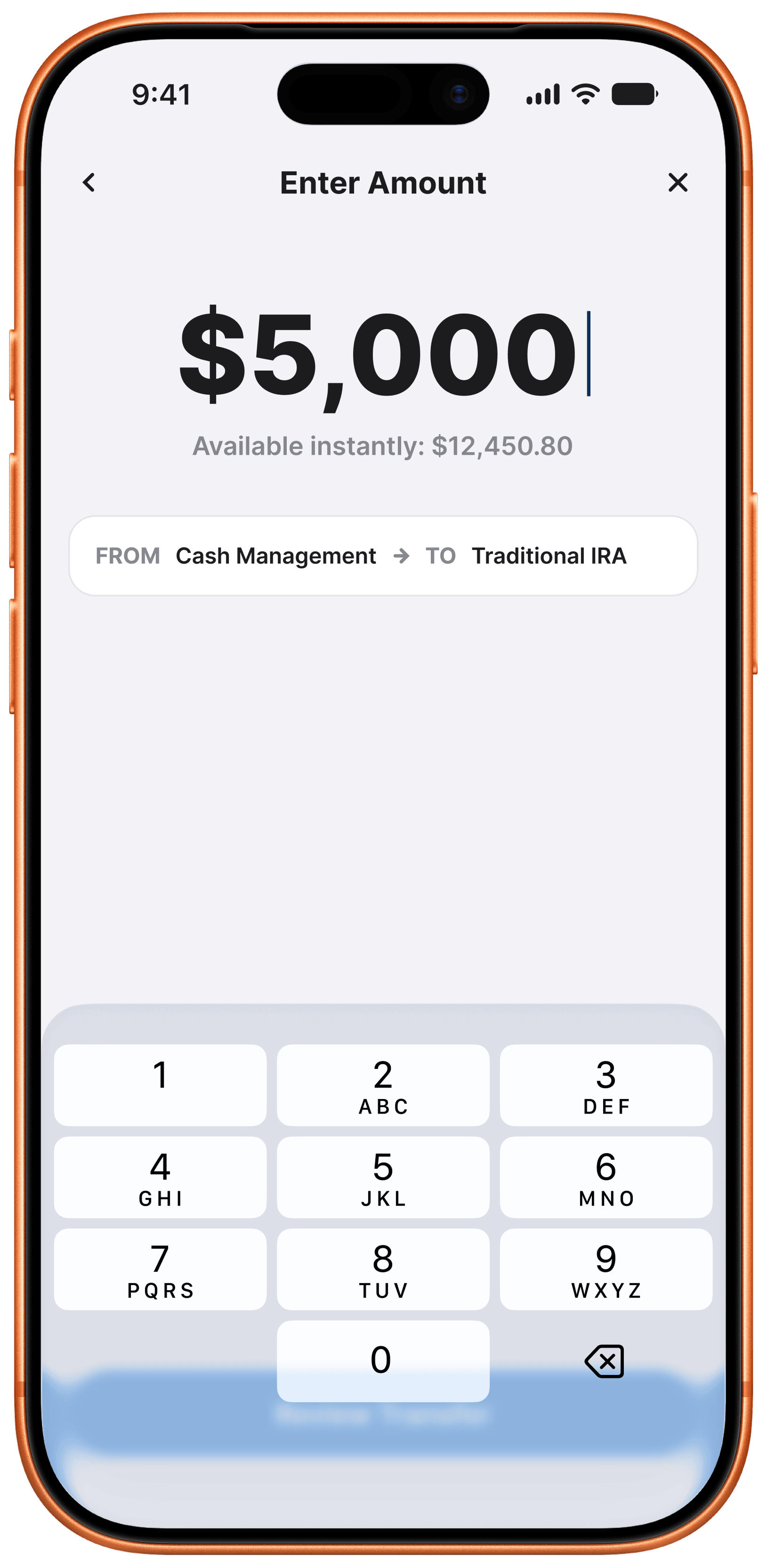 Traditional wizard amount entry screen showing a zero-dollar amount